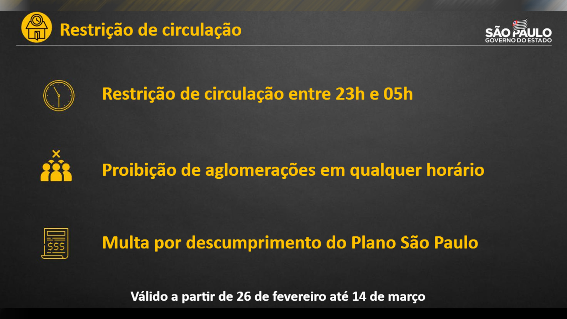 Estado de SP tera restricao de circulacao entre 23h e 5h ate 14 de marco2
