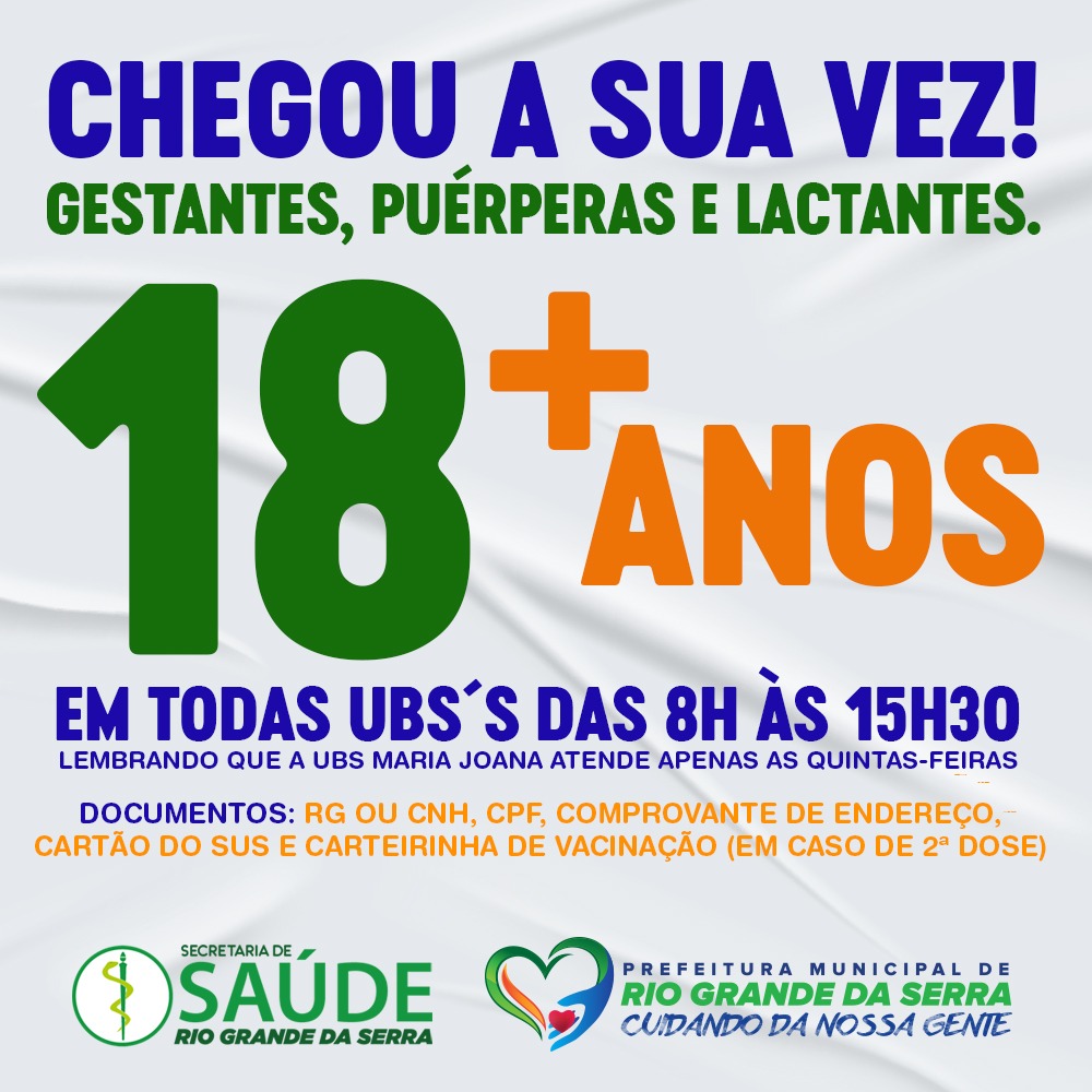 Grávidas, puérperas e lactantes com mais de 18 anos começam a receber vacina contra a Covid-19 a partir desta quinta-feira (12) em Rio Grande 1 Grávidas, puérperas e lactantes com mais de 18 anos começam a receber vacina contra a Covid-19 a partir desta quinta-feira (12) em Rio Grande