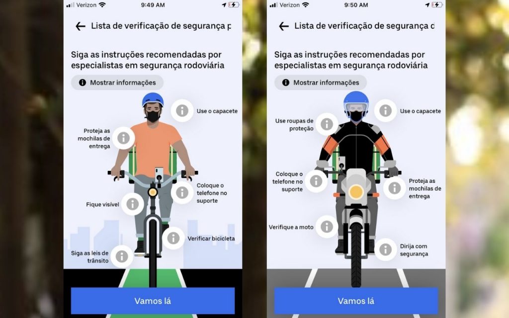 Uber lança checklist de segurança para motociclistas e ciclistas que utilizam o aplicativo