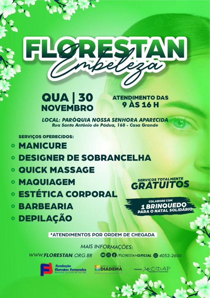 Florestan Embeleza leva serviços gratuitos de beleza ao bairro Casa Grande 2 Nos dias 08 e 09 de novembro, a ação ocorreu na sede da Fundação Florestan Fernandes, na região central, e prestou cerca de 750 atendimentos