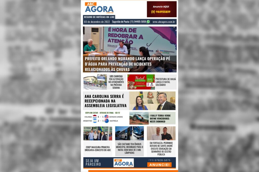 Resumo de notícias - ABCAgora - 03/12/2022