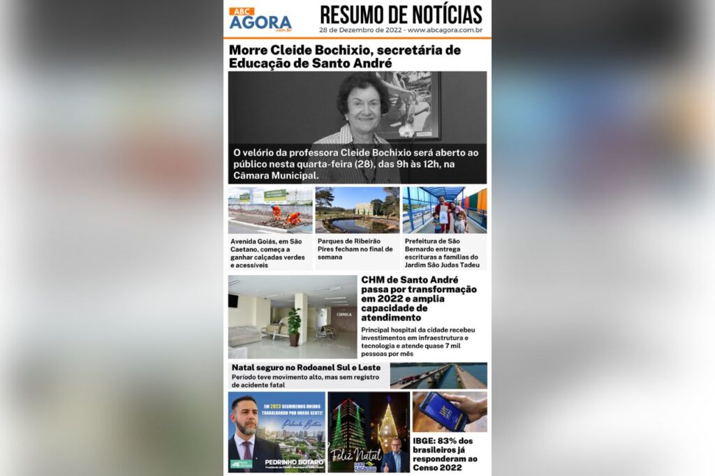 Resumo de notícias - ABC Agora - 28/12/2022