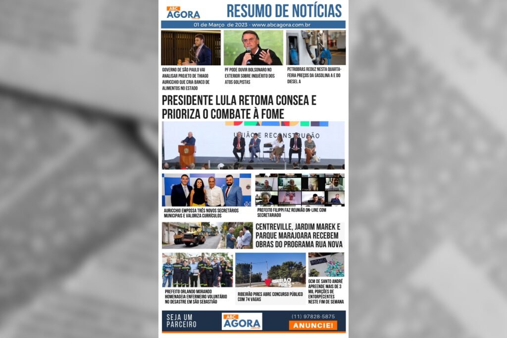 Resumo de notícias -  ABCAgora  - 01/03/2023