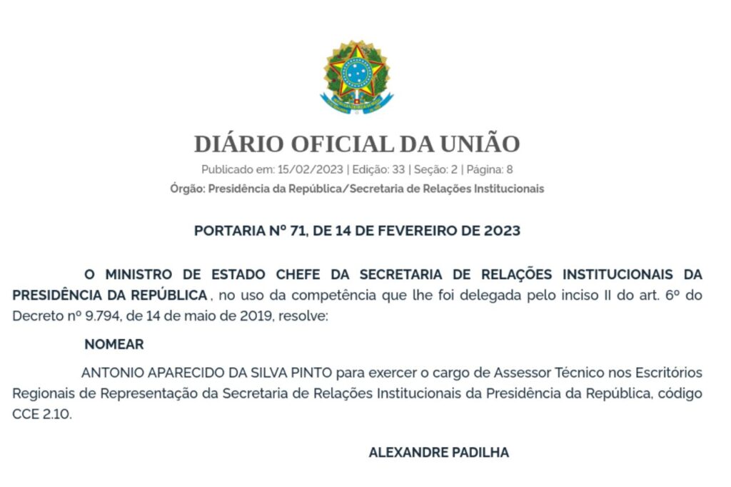 Representante do ABC no Governo Lula Padilha nomeia Antonio Padre como assessor da Secretaria de Relações Institucionais