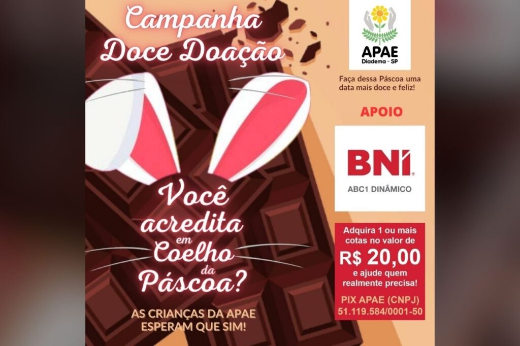 APAE Diadema promove campanha Doce Doação nesta Páscoa