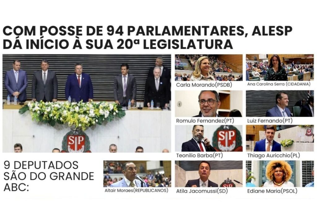 Com posse de 94 parlamentares, Alesp dá início à sua 20ª Legislatura
