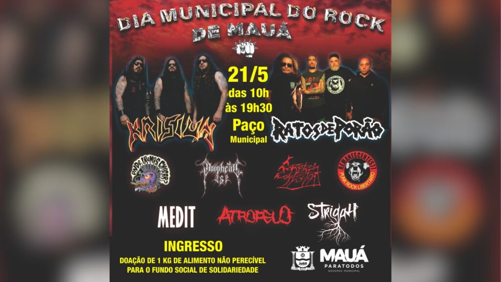 Dia Municipal do Rock de Mauá leva som pesado ao Paço 1 Dia Municipal do Rock de Mauá leva som pesado ao Paço