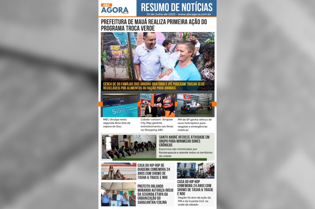 Resumo de notícias - ABCAgora - 10/07/2023