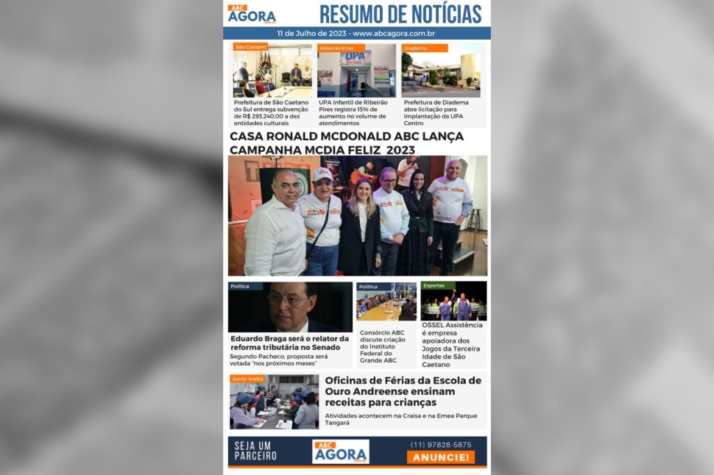 Resumo de notícias -  ABC Agora  - 11/07/2023