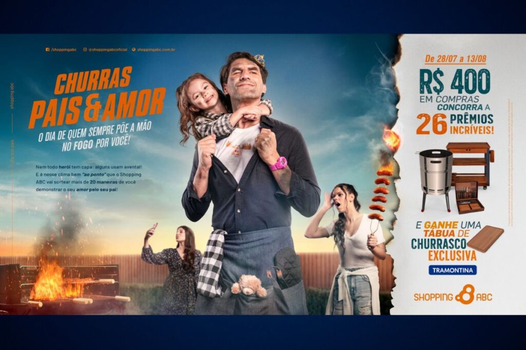 Churras Pais & Amor: Shopping ABC sorteia itens para churrasco na campanha de Dia dos Pais