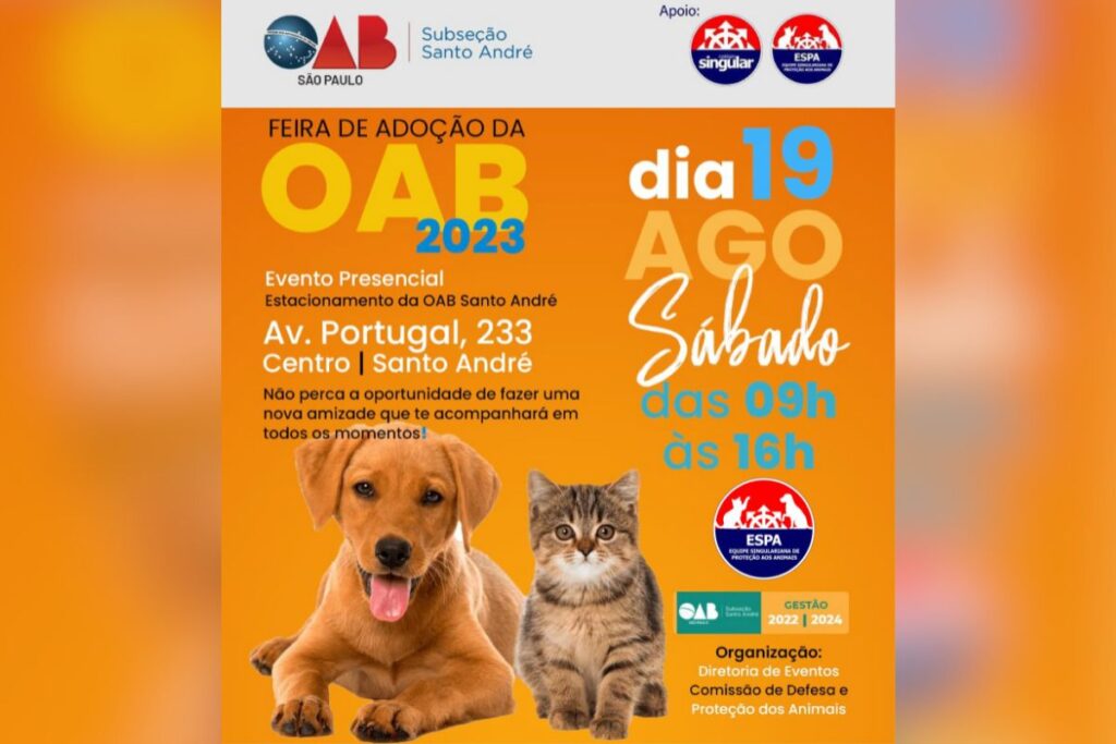 OAB Santo André promove feira de adoção animal com o apoio do Singular 1 OAB Santo André promove feira de adoção animal com o apoio do Singular