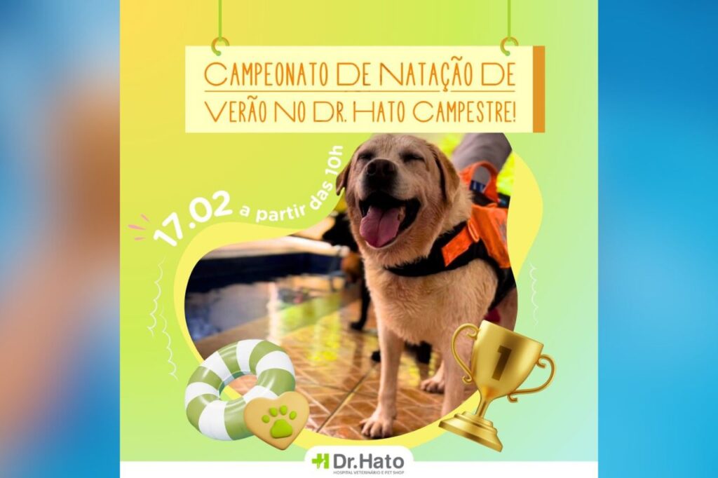 Hospital Veterinário e Pet Shop Dr. Hato promove 1° Campeonato de Natação de Verão