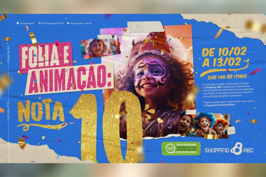 Shopping ABC tem folia gratuita para as crianças no Carnaval 1 Shopping ABC tem folia gratuita para as crianças no Carnaval