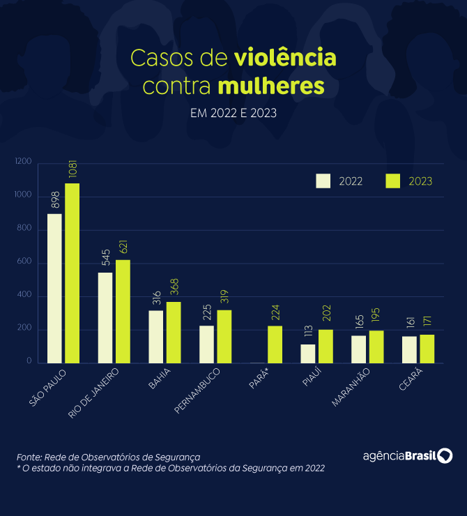 A cada 24 horas, ao menos oito mulheres são vítimas de violência