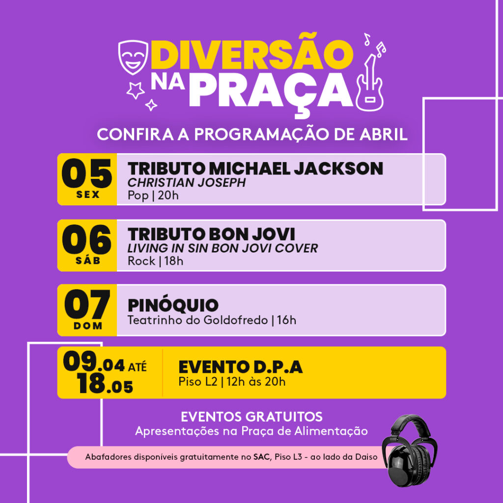 Golden Square Shopping dobra a dose de shows em abril e garante diversão para toda família 1 Golden Square Shopping dobra a dose de shows em abril e garante diversão para toda família