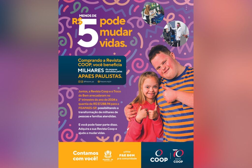 Dois programas sociais da COOP repassam R$ 57 mil para a Federação das APAEs 1 Dois programas sociais da COOP repassam R$ 57 mil para a Federação das APAEs